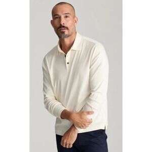 Untuckit Magaschino Polo Shirt XL 100% Cotton Wrinkle Free Long Sleeve Cream